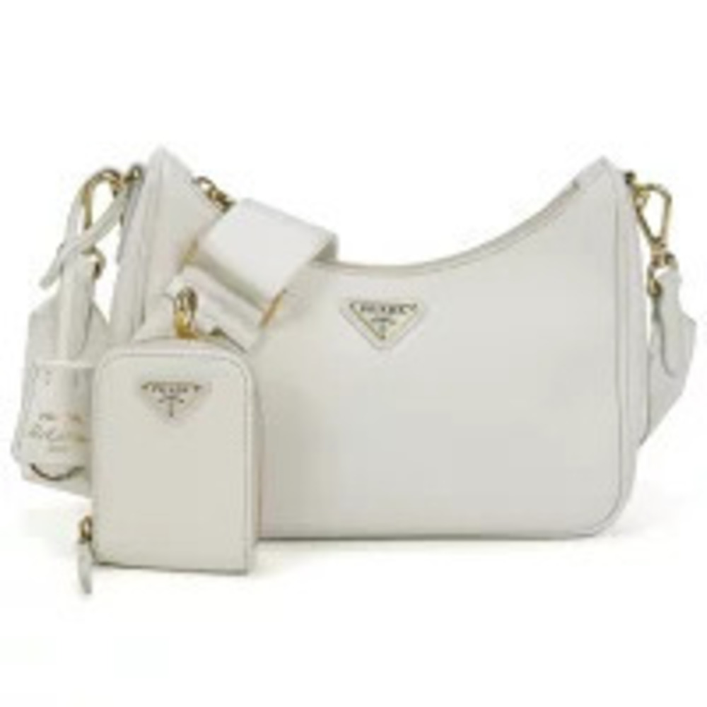 Prada Tessuto Crossbody Bag Re Edition Saffiano Leather White